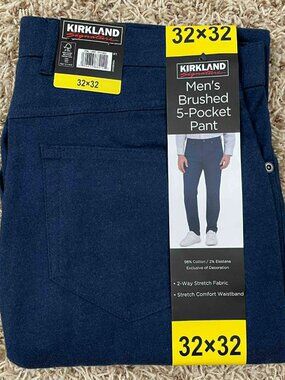 Kirkland Signature Men's Brushed 5-Pocket Pants Navy, Size 32x32 (New)